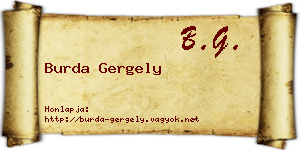 Burda Gergely névjegykártya